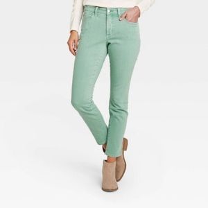 Sage Green Skinny Jeans, Mid-rise